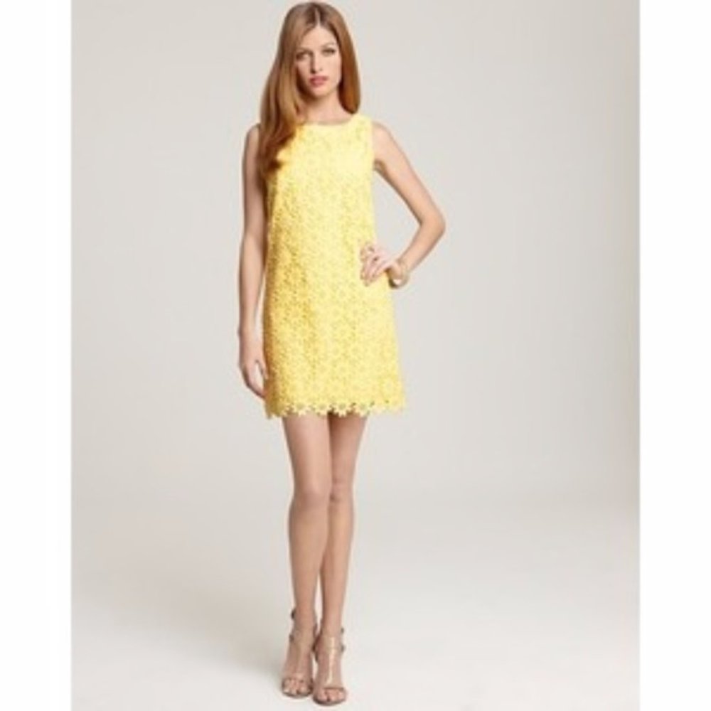 Lilly Pulitzer Yellow Flower Lace Dress